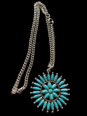 Turquoise Necklace Signed Faux